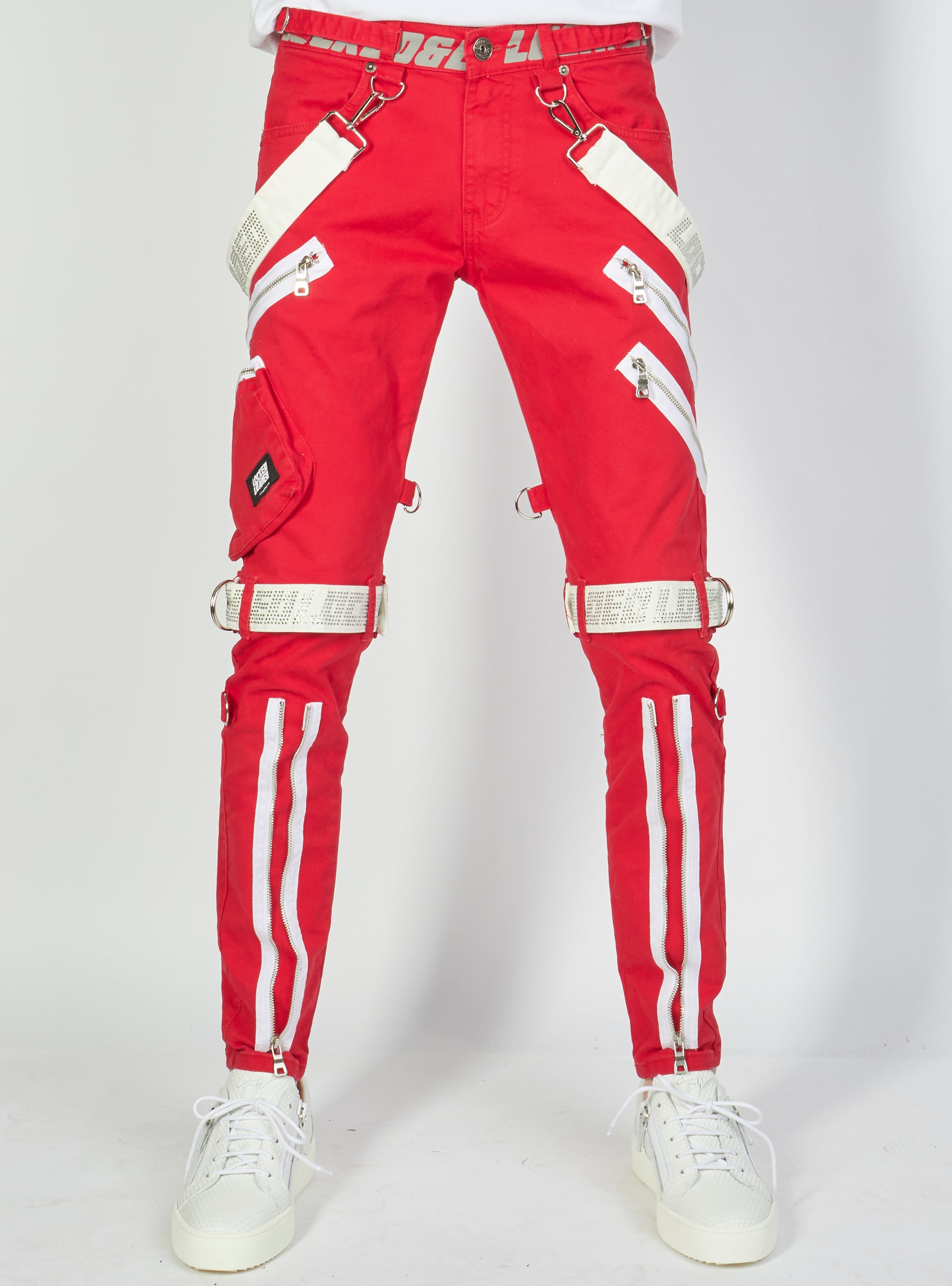 Jeans - Straps and Pocket - Red/Reflective/White - LLTP111