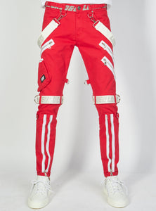 Jeans - Straps and Pocket - Red/Reflective/White - LLTP111