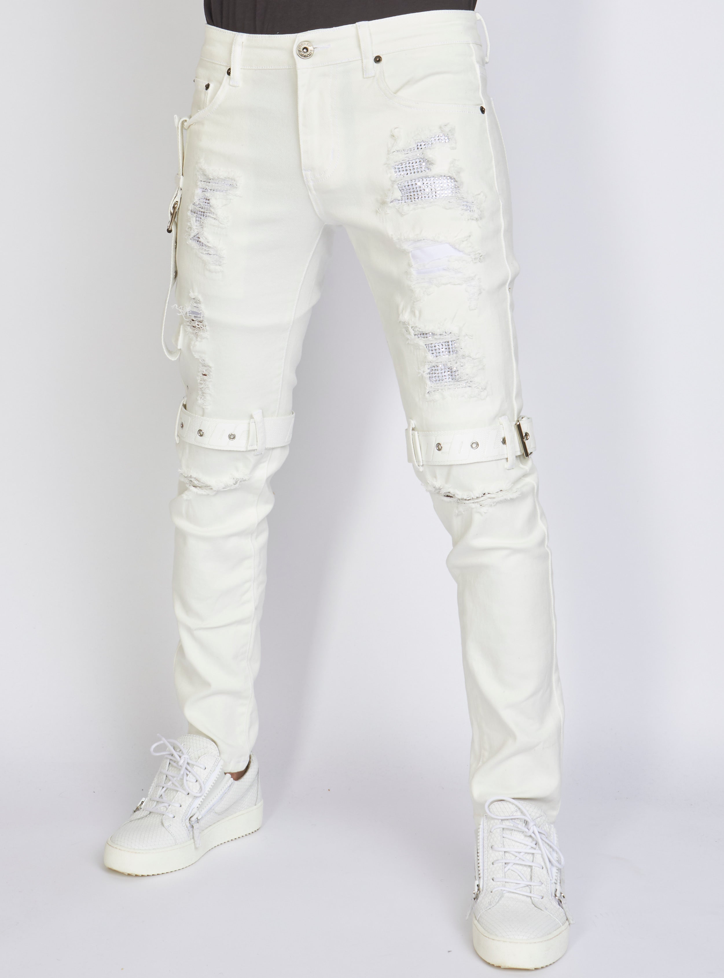 Jeans - Straps - White On White - LLCDP0925561