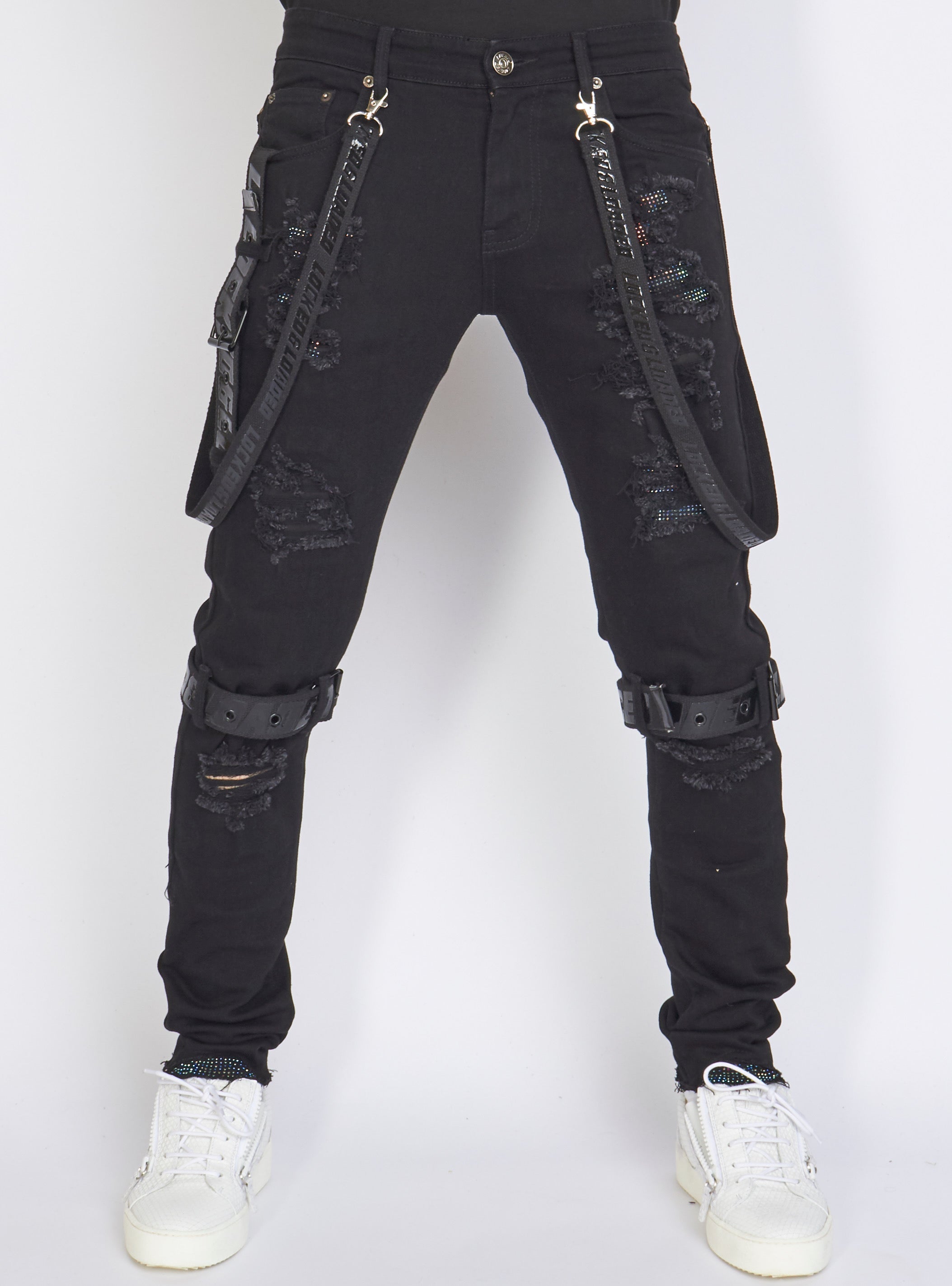 Jeans - Straps - Black On Black - LLCDP0925566