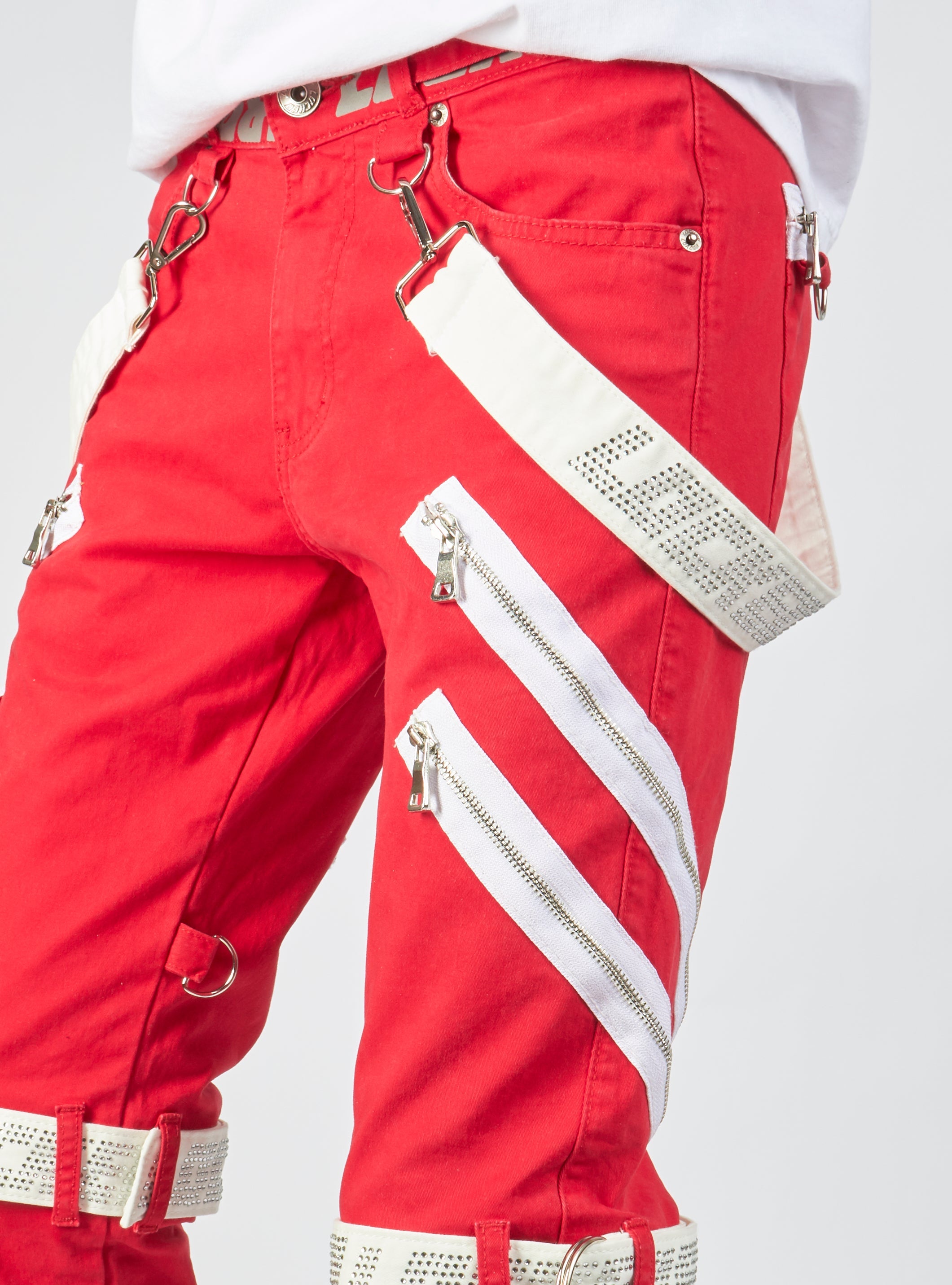 Jeans - Straps and Pocket - Red/Reflective/White - LLTP111