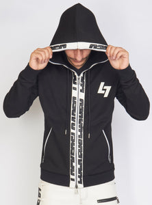 Hoodie - Leather - Black and White - LLFZ1025501