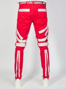 Jeans - Straps and Pocket - Red/Reflective/White - LLTP111