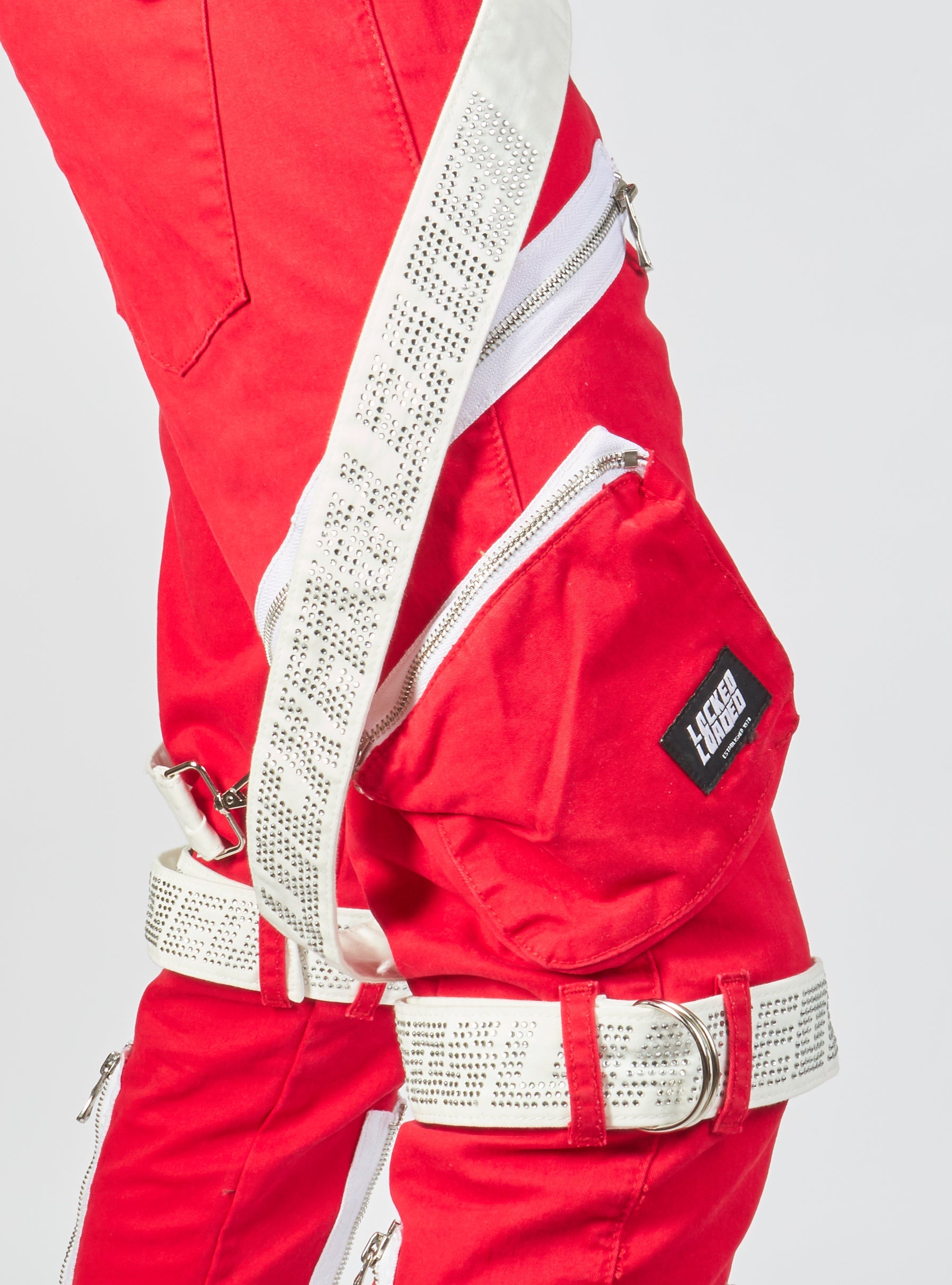 Jeans - Straps and Pocket - Red/Reflective/White - LLTP111