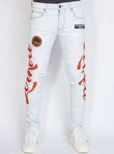 Jeans - Chain Stitch - Light Wash and Orange - LLCHSE1025251