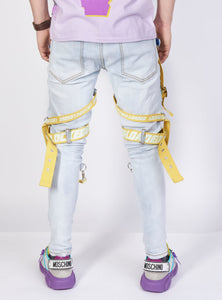 Jeans - Straps & Stones - Light Blue and Yellow