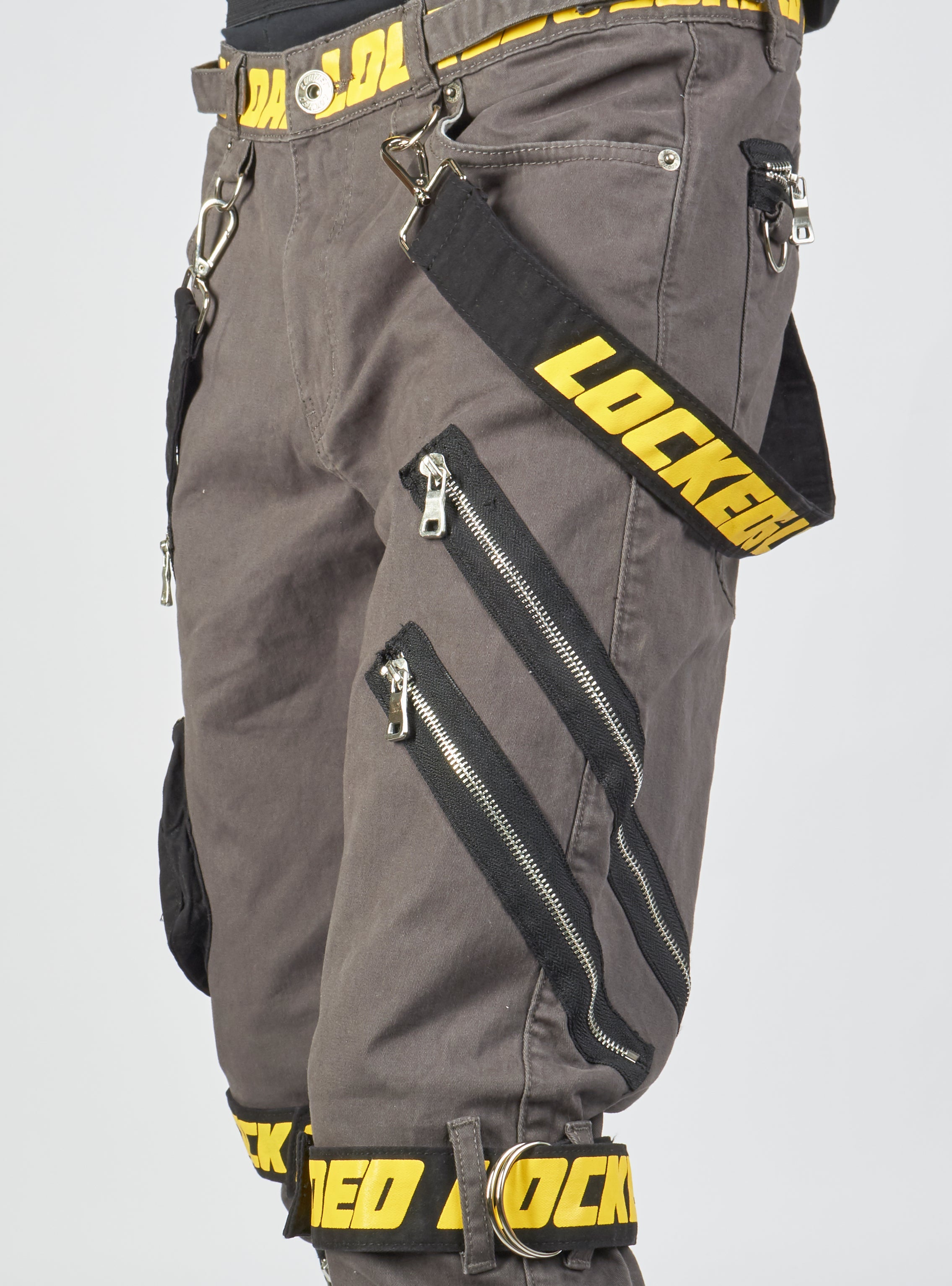 Jeans - Straps and Pocket - Dark Grey/Yellow - LLTP104