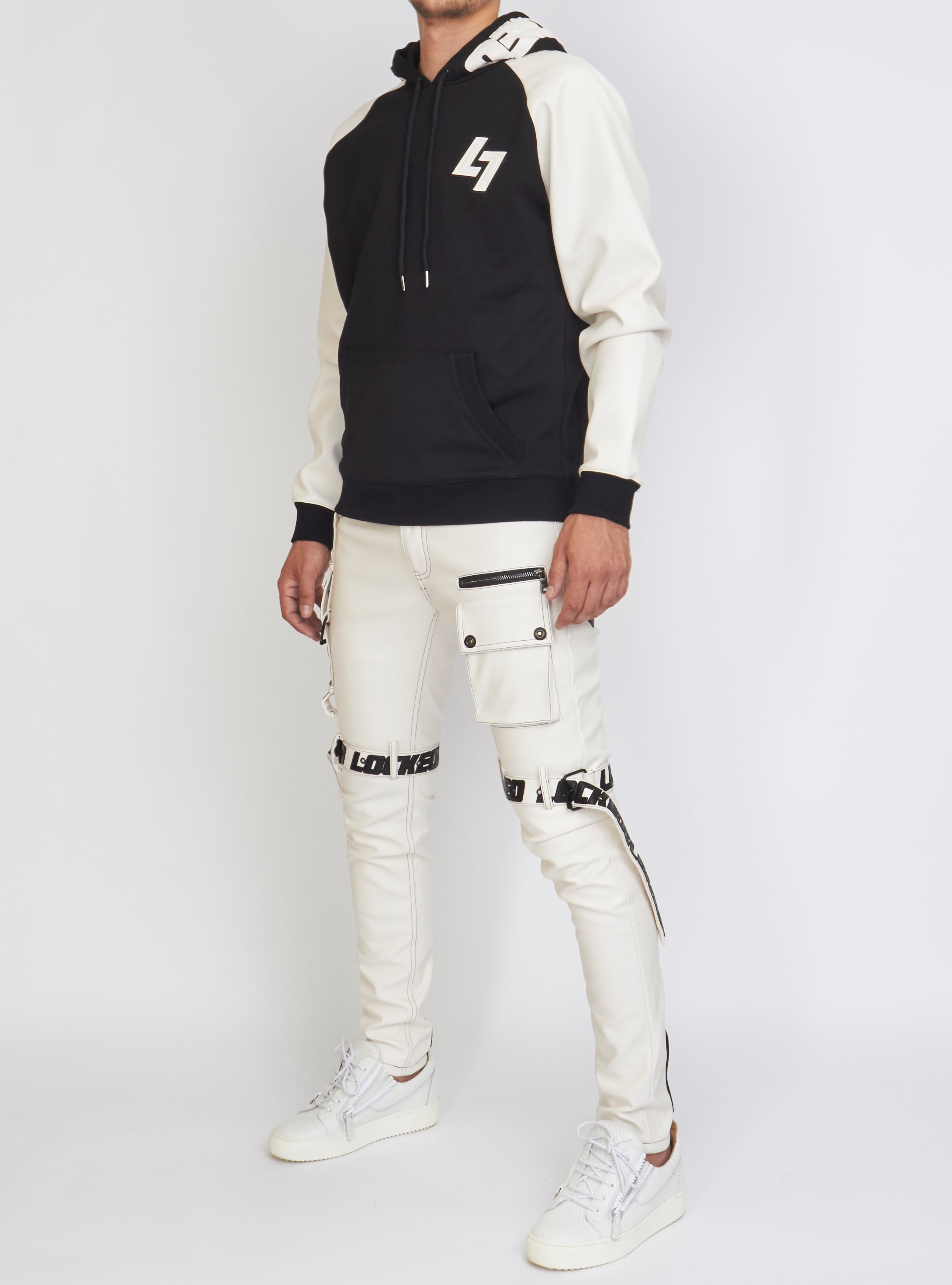 Jeans - Leather - White and Black - LLPU1025102