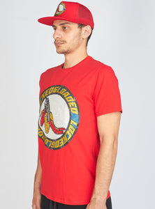 T-Shirt - B. Clip - Blue and Yellow on Red - 101