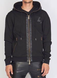 Hoodie - Leather - Black on Black - LLFZ102500