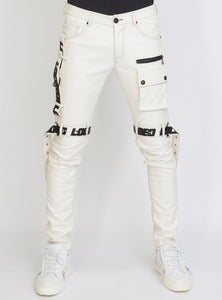 Jeans - Leather - White and Black - LLPU1025102