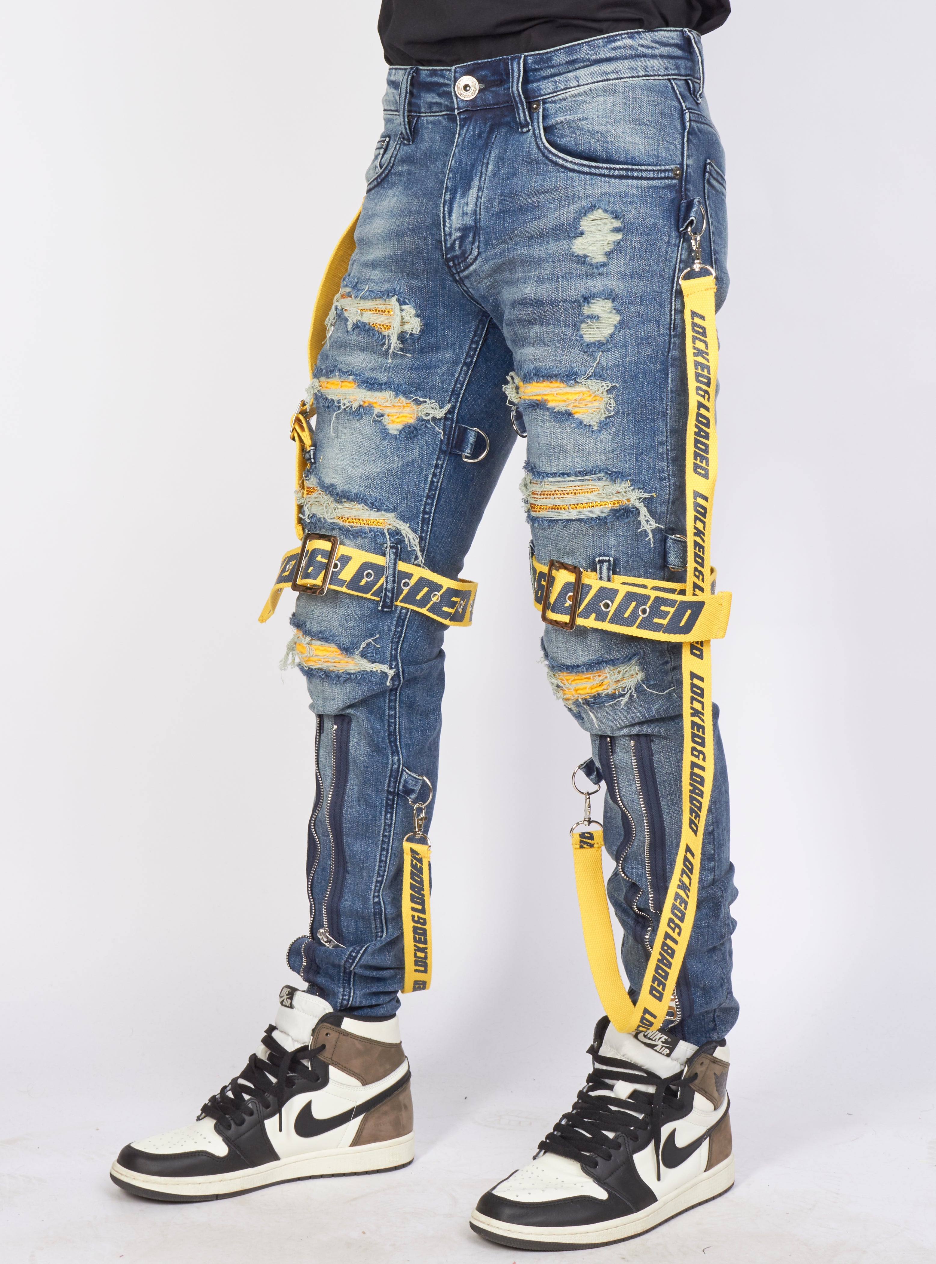 Jeans - Straps & Stones - Blue & Yellow