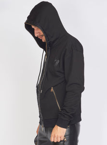 Hoodie - Leather - Black on Black - LLFZ102500