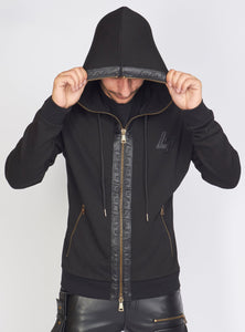 Hoodie - Leather - Black on Black - LLFZ102500