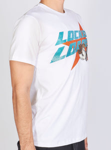 T-Shirt - Heavy Hitta - Aqua and Orange on White - 103