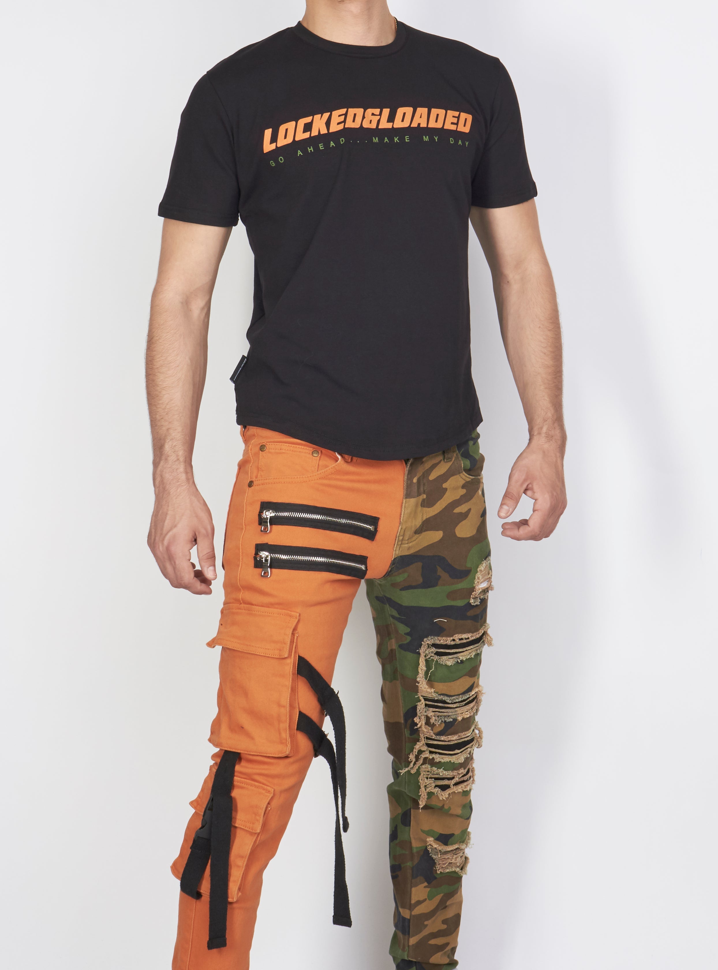 Locked & Loaded T-Shirt - L&L - Black, Orange And Olive Green