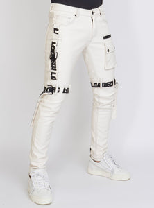 Jeans - Leather - White and Black - LLPU1025102