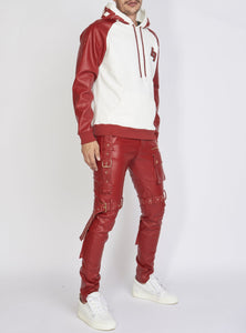 Jeans - Leather - Dark Red - LLPU1025103