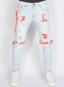 Jeans - Straps - Light Wash And Orange - LLCDP0925569