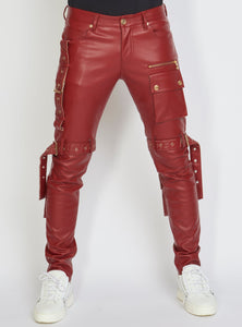 Jeans - Leather - Dark Red - LLPU1025103