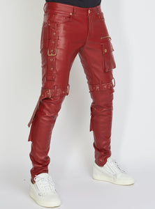 Jeans - Leather - Dark Red - LLPU1025103