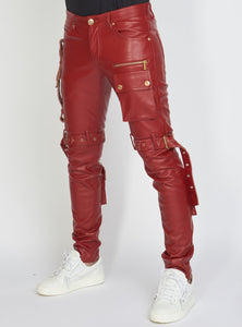 Jeans - Leather - Dark Red - LLPU1025103