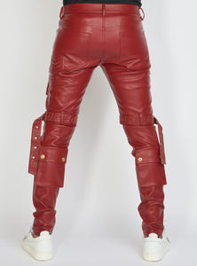 Jeans - Leather - Dark Red - LLPU1025103