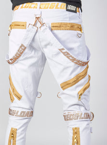 Jeans - Straps & Stones - White and Gold - LLTP115