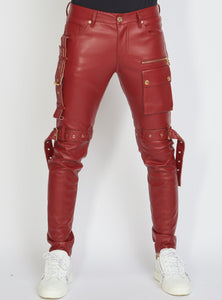 Jeans - Leather - Dark Red - LLPU1025103