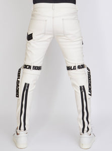 Jeans - Leather - White and Black - LLPU1025102